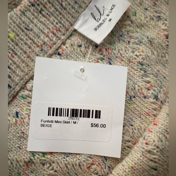 Bobbles & Lace Funfetti Beige Mini Skirt Size M - Picture 4 of 4